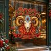 Kitchen Bathroom Wall Art 2027 Year Sheep Window Decal, Russian Happy New Static Sticker, Zodiac Living Room Bedroom Stickers Goat Glass Door