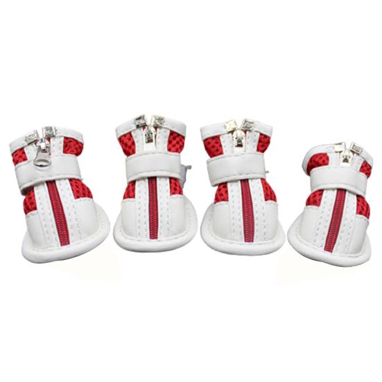 Pet Puppy Teddy Mesh Dragkedja Sneakers Andas Magic Tape Stängning Cat Dog Skor