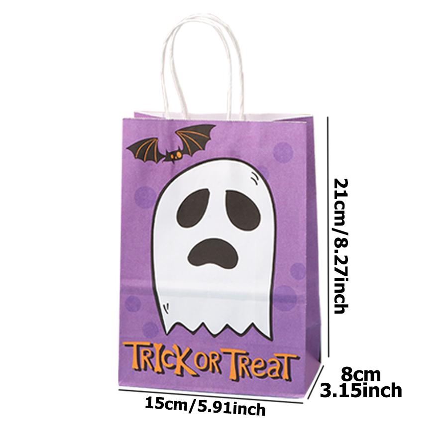 6pcs Halloween Theme Gift Paper Packaging Bag Reusable Eco-friendly Party Goodie Bag Creative Gift Bag Party Favor Supplies