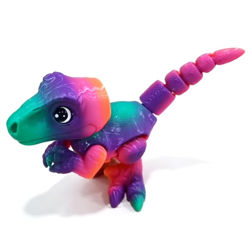 High Detail 3D Printed Dinosaur Desk Toy Articulated Flexible Multicolor Velociraptor Statue For Collectors Ornament