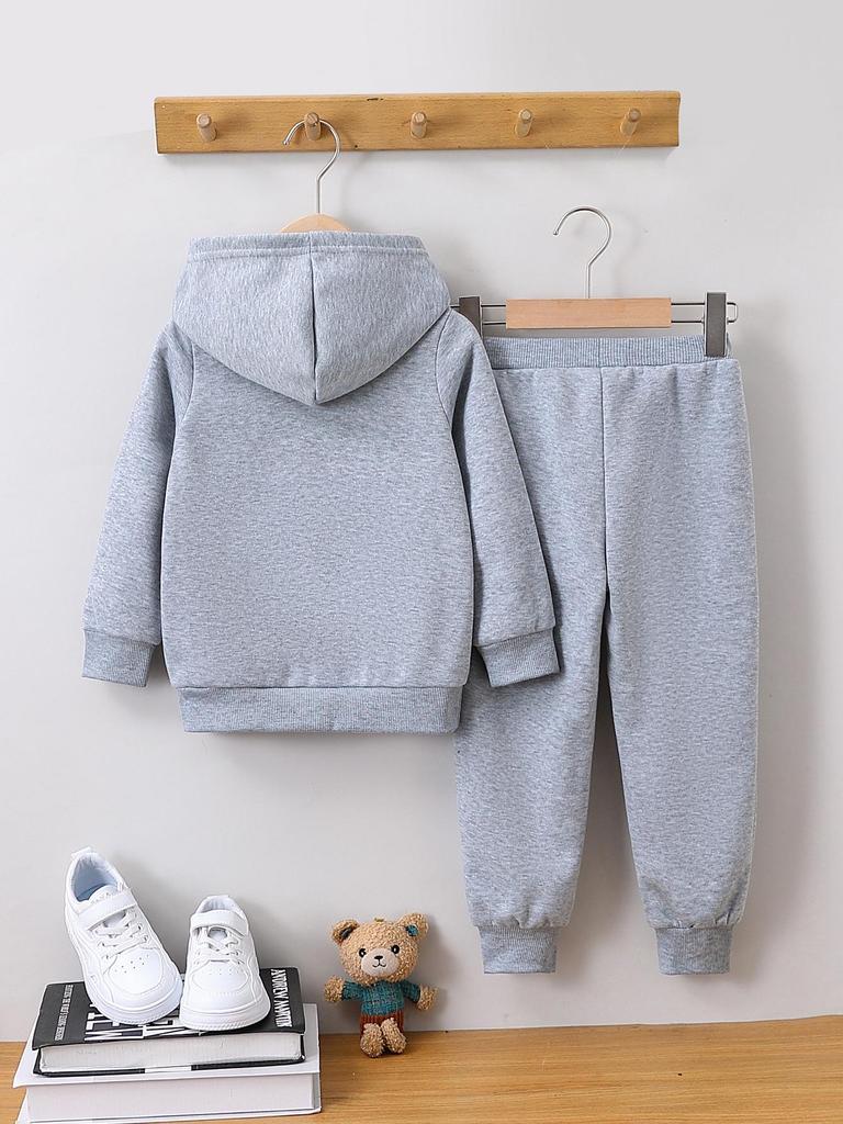 Girls' Heart-Shaped Hoodie and Pants Set - Warm Velvet Pullover for Autumn/Winter