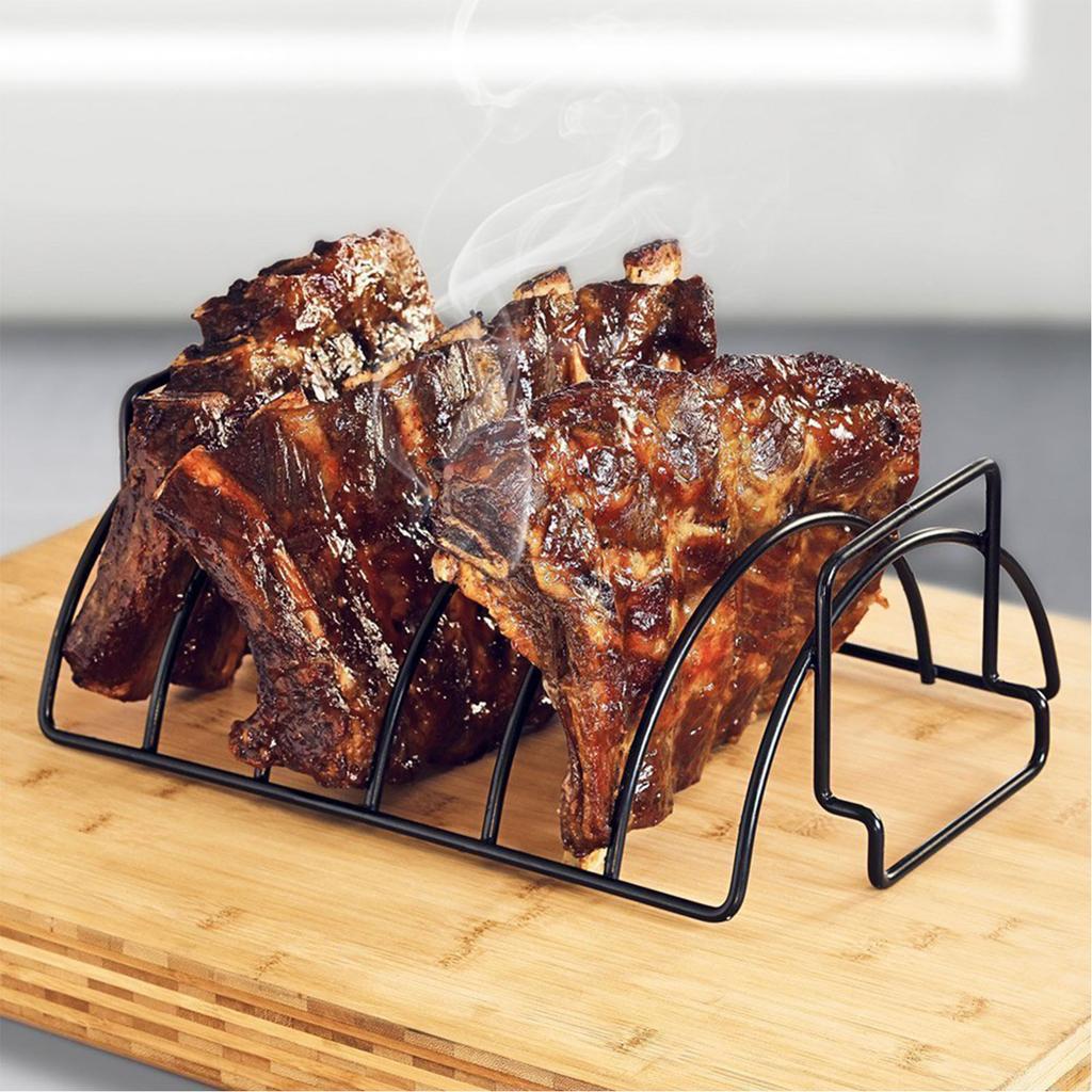 BBQ Rib Holder Metal Lamb Rib Grilling Stand Nonstick Chicken Rack BBQ Grill Accessories For Garden Barbeque Parties Family