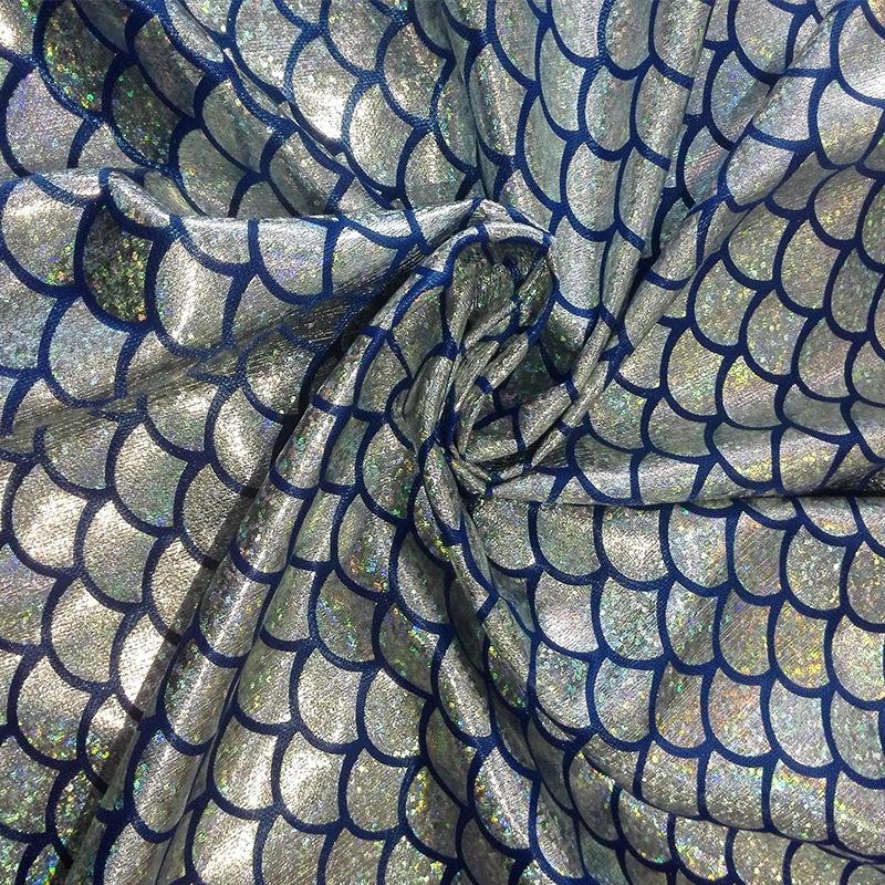 Colorful Laser Fish Scale Pattern Fabric Mermaid Gold Embossing for DIY Toy Decor Stage Performance Costume Fabric