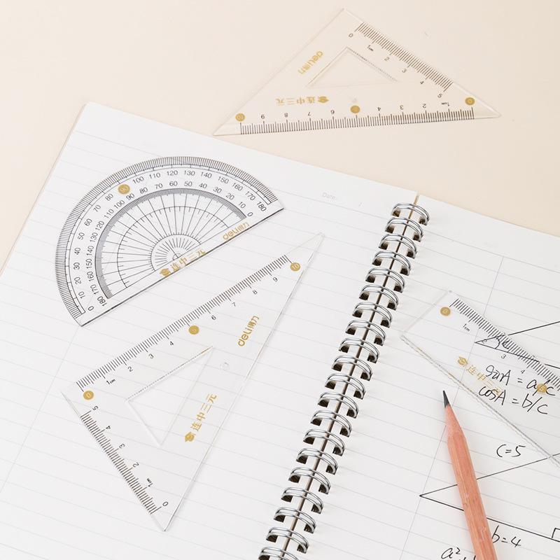 Student Exam Set: 4-Piece Ruler, Triangle, and Protractor Kit