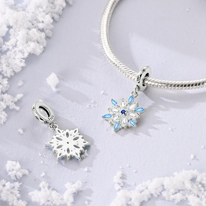 Original Charms Copper Winter Ice Frost Snowflake Pendantss Fit Plata Bracelets For Women Jewelry Making Gifts