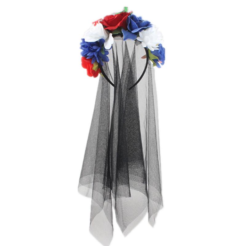 

European & American Black Mesh Headband with Large Rose for Christmas & Masquerade Parties красный/синий