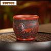 180ml Yixing Purple Clay Relief Eight Horses Zodiacs Teacup Vintage Tea Bowl Mug Tea-tasting Personal Cup Jianzhan Master Cups