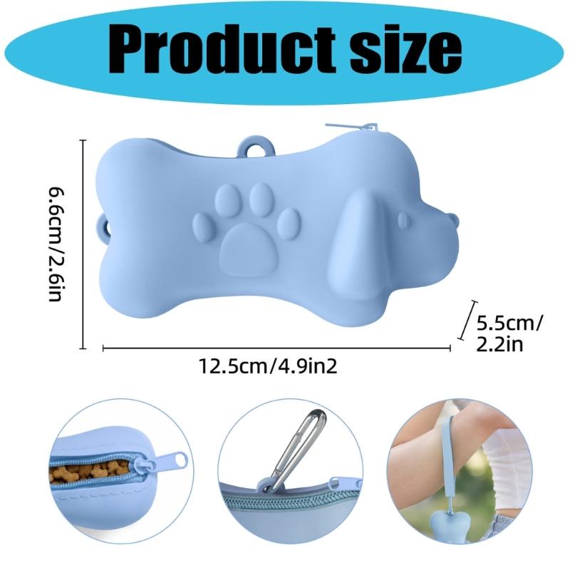 Dog Walking Reward Bag with Flexible Pouch Body, Secure Closure, Metal Clip and Hand Loop for Carrying Food Rewards