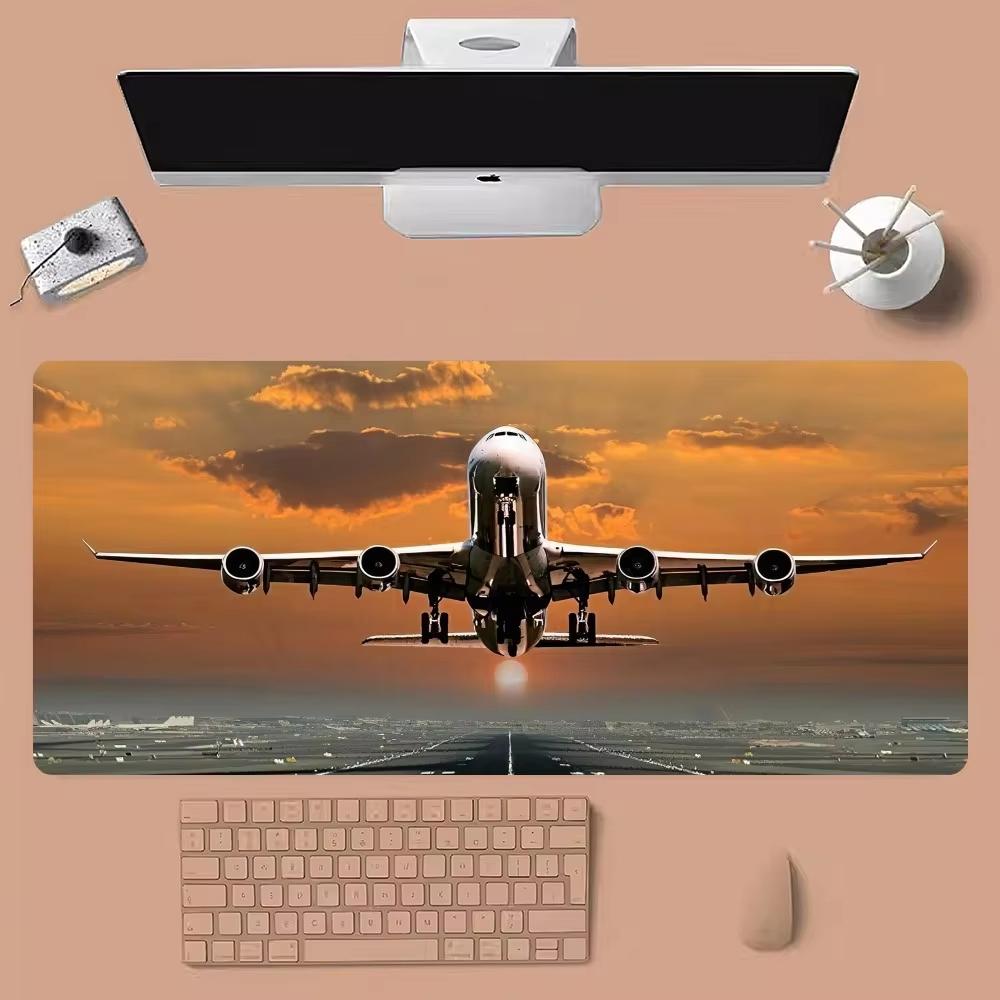 Airplane Sunset Mouse Pad Waterproof Nonslip Desk Mat for Gaming Office