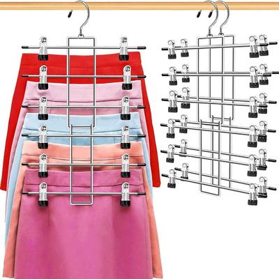 6 Tier 6 Layer Clothes Hangers with Non-Slip Clips Scarf Hangers with Clips  Home