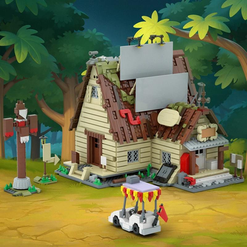 City Mystery Shack House Absurded Town Model Building Blocks Street View Room Car Street Light Idea Set Bricks Toy Xmas Gift