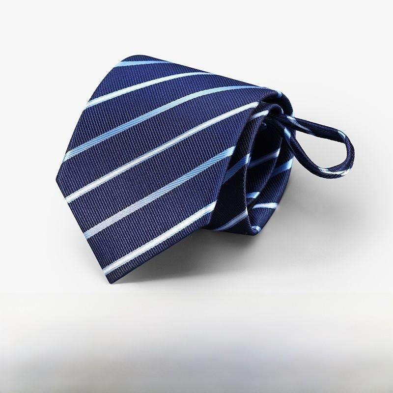 Polyester Striped Tie For Men Business Formal Wear With Zipper Closure For Office And Wedding
