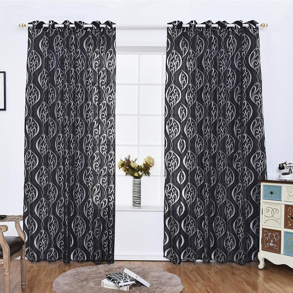 Curtains Translucent Window Tulle Drape Panel Sheer Scarf Valances 100*200/250