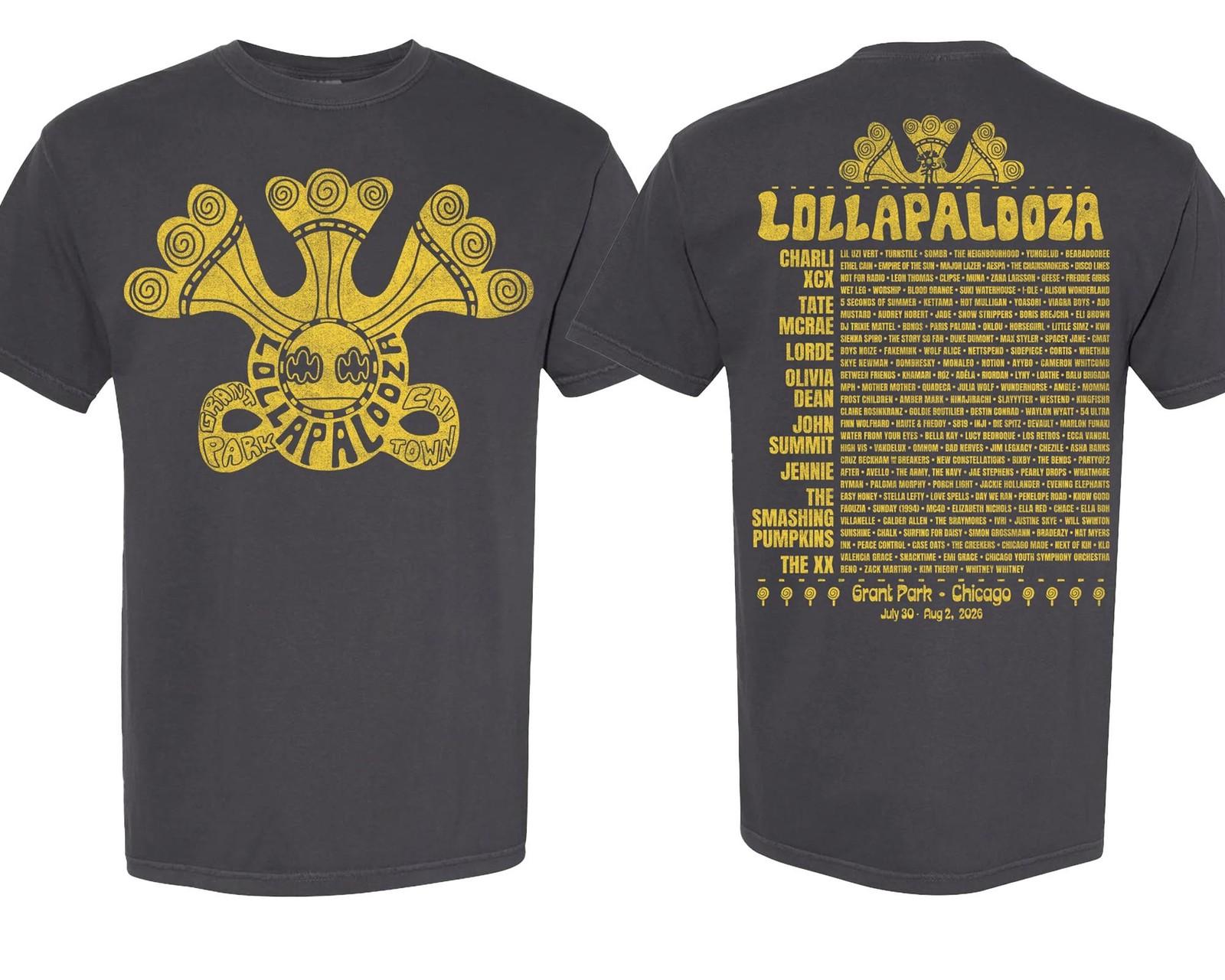 Lolla palooza Lolla Guide Lineup Charcoal Shirt Fan Gift S-5XL Reprint XXXXL