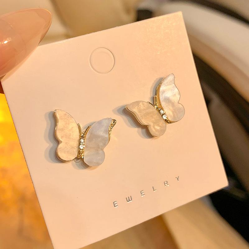 Women Elegant Shell Butterfly Ear Stud Earrings