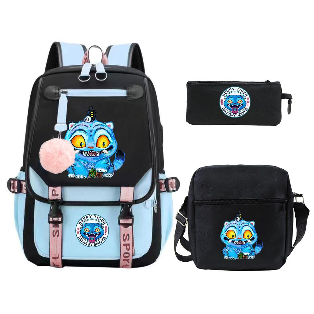 Witch Hunters Cartoon Peripheral Printing Children's Backpack Cross-border New Student School Bag Three-piece Shoulder Bag Pencil Bag
