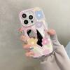 Korean Sweet Love Heart Flowers Mirror Phone Case For iPhone 13 12 14 15 16 17 Air Pro Max Lovely Hard Shockproof Back Cover Y2k