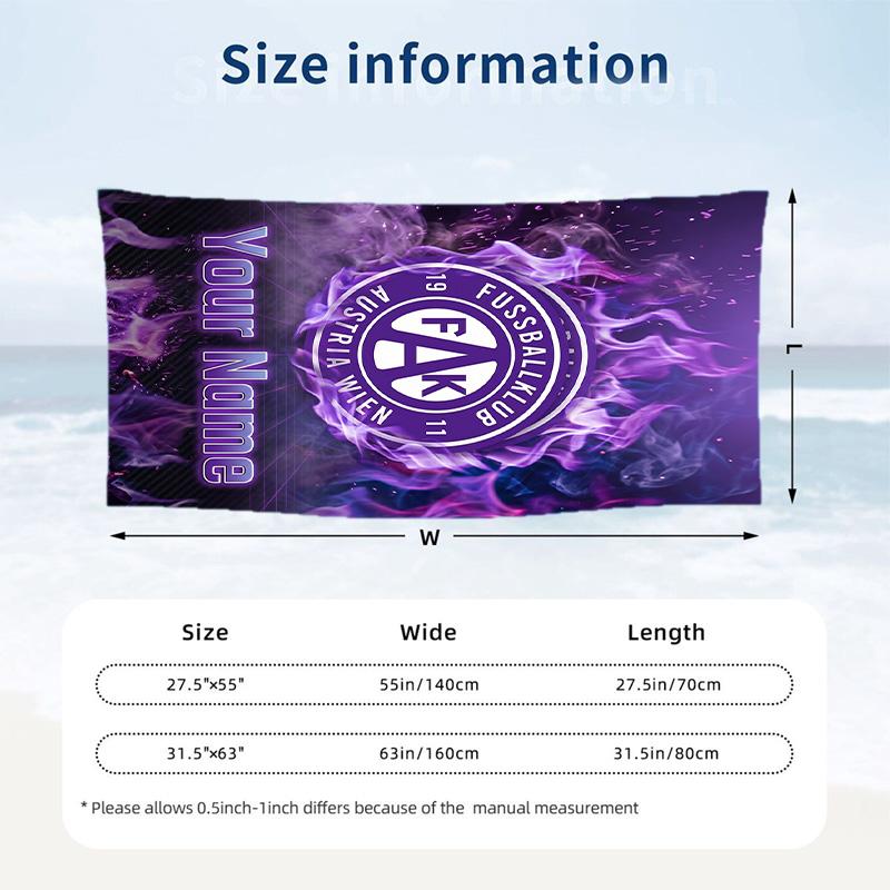 Beach Towel Austria Wien FC Print Custom Name Text Soft Towel for Swimming Pool