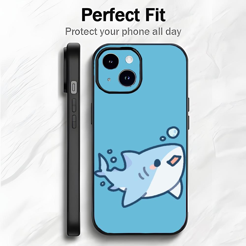 Cartoon Cute Shark Sea Art Phone Case Phone Case Soft Packaging Lightweight For iPhone17 16 15 14 13ProMax