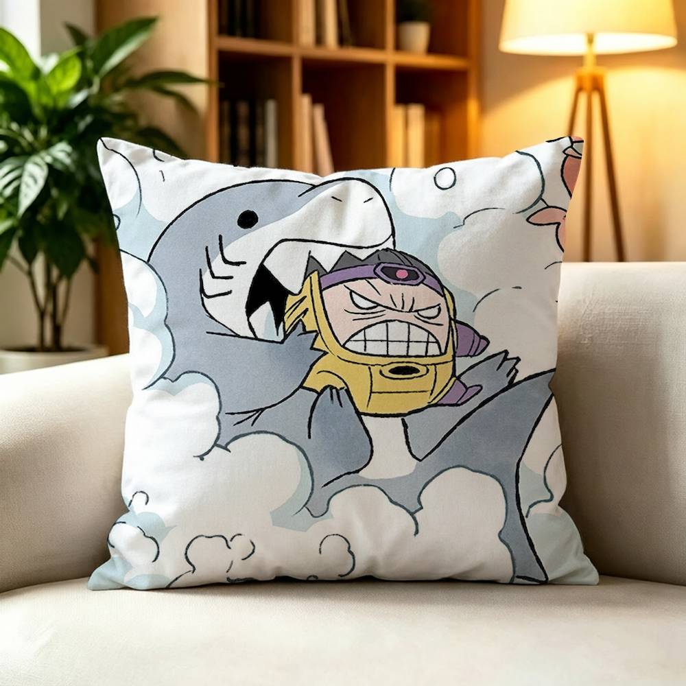 J-Jeff The Land S-Shark Double-Sided Printed Cushion Cover Bedroom Bedside Sofa Pillow Case