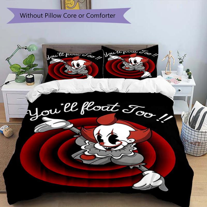 3pcs Pennywise1 Design Cover Set - HD Printed Bedding with 1 Cover and 2 Pillowcases - Perfect for Home and Dorm Decor