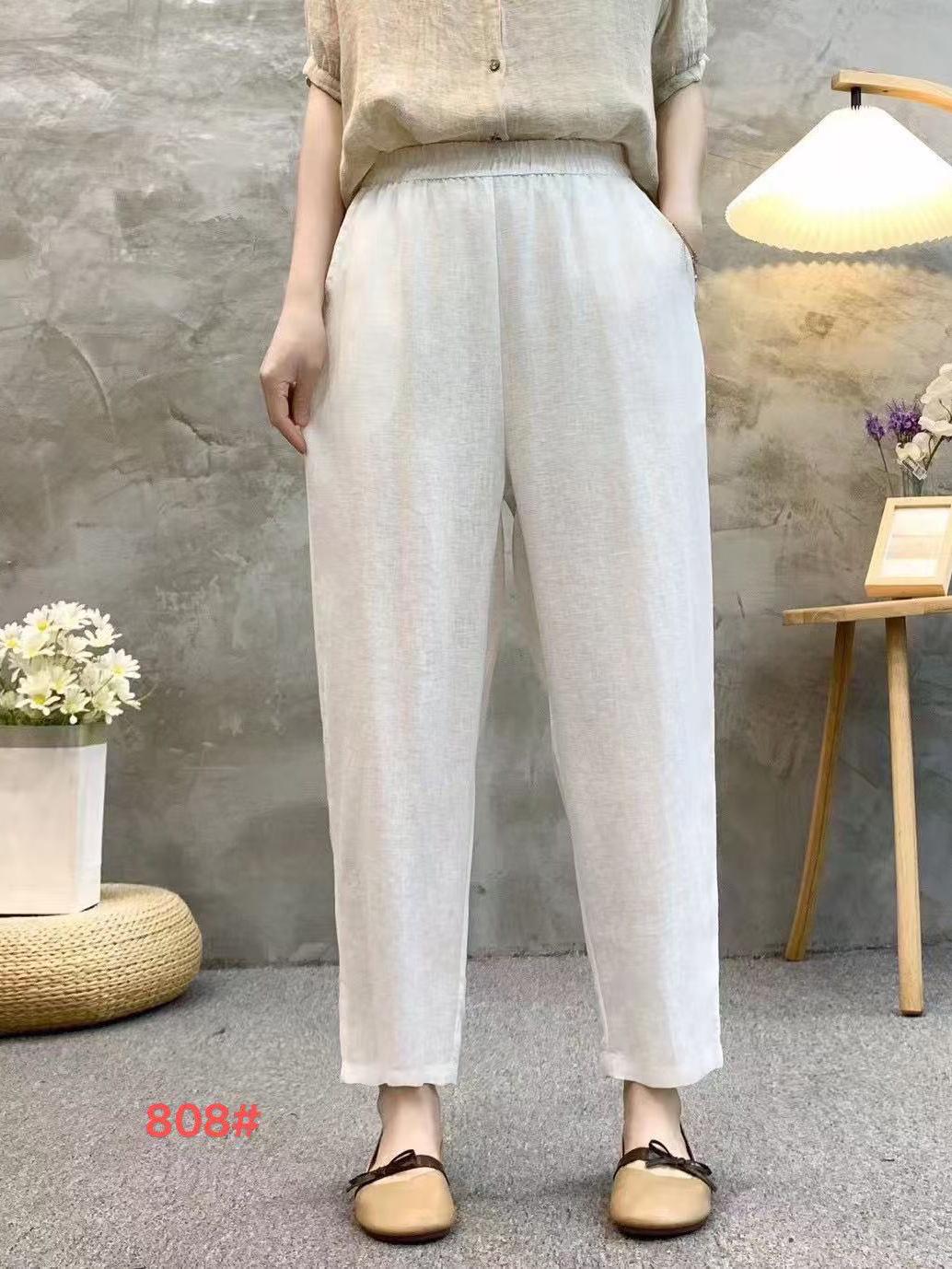 

2026 Women s Loose Linen Cropped Harem Pants - Solid Color, Versatile Spring/Summer Casual Nine-Point Style One Size