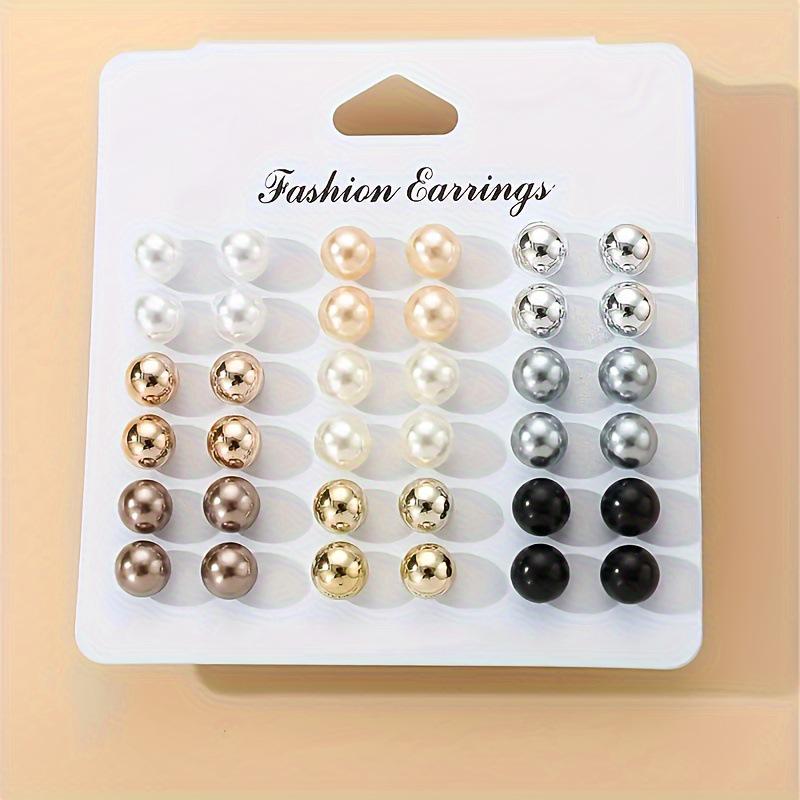 European Multi-Color Pearl Stud Earrings Set - Versatile & Stylish Women's Jewelry