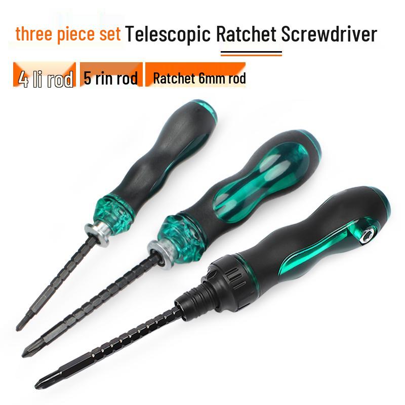Phillips & Flathead Dual-Use Retractable Ratchet Screwdriver Set with Torx and Double-Headed Design
