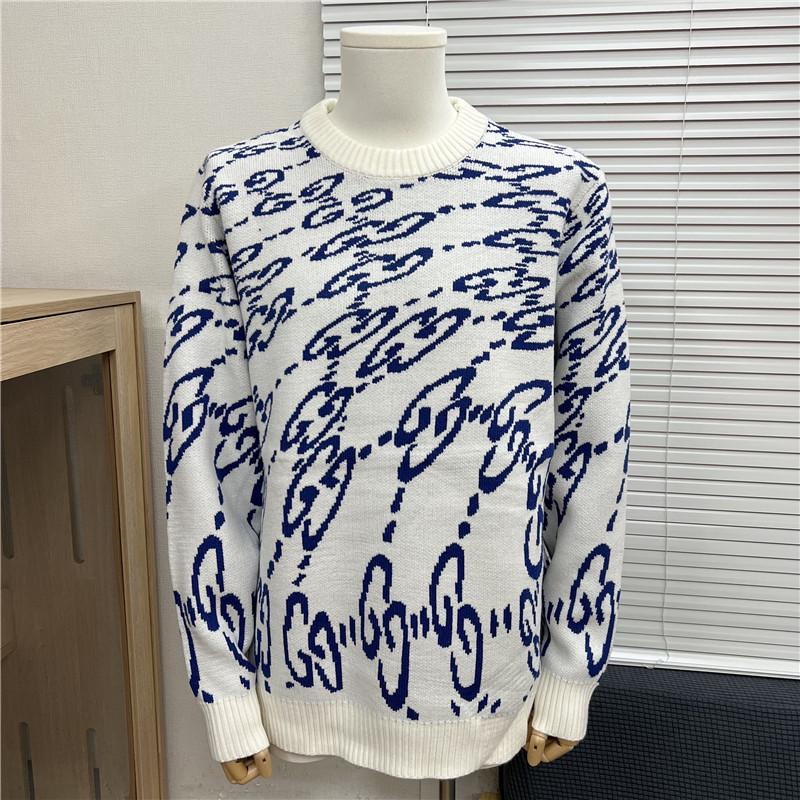 Unisex Trendig Rundhalsad Jacquardulltröja med Broderad Logga - Avslappnad & Mångsidig.