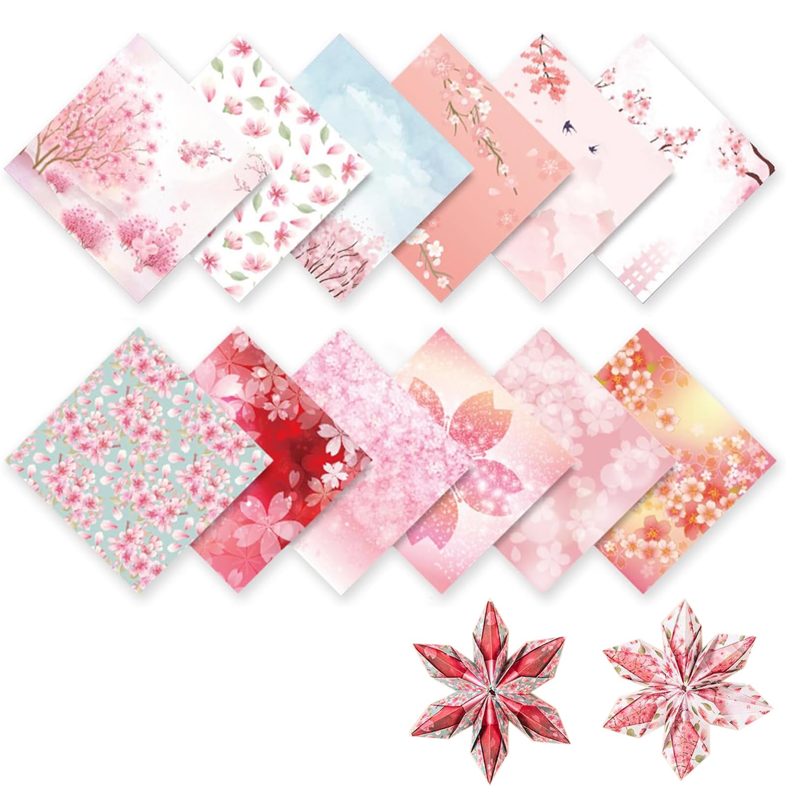 

Origami Paper with Cherry Blossom 200 Colorful and Cute Patterned Paper Flower Cherry Blossom Origami Paper Large DIY Birthday Party Craft Patterned розовый