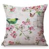 Nordic Water Color Birdcage Birds Sofa Decoration Throw Pillow Case Plum Blossom Garden Cotton Linen Print Cushion Cover Cojines