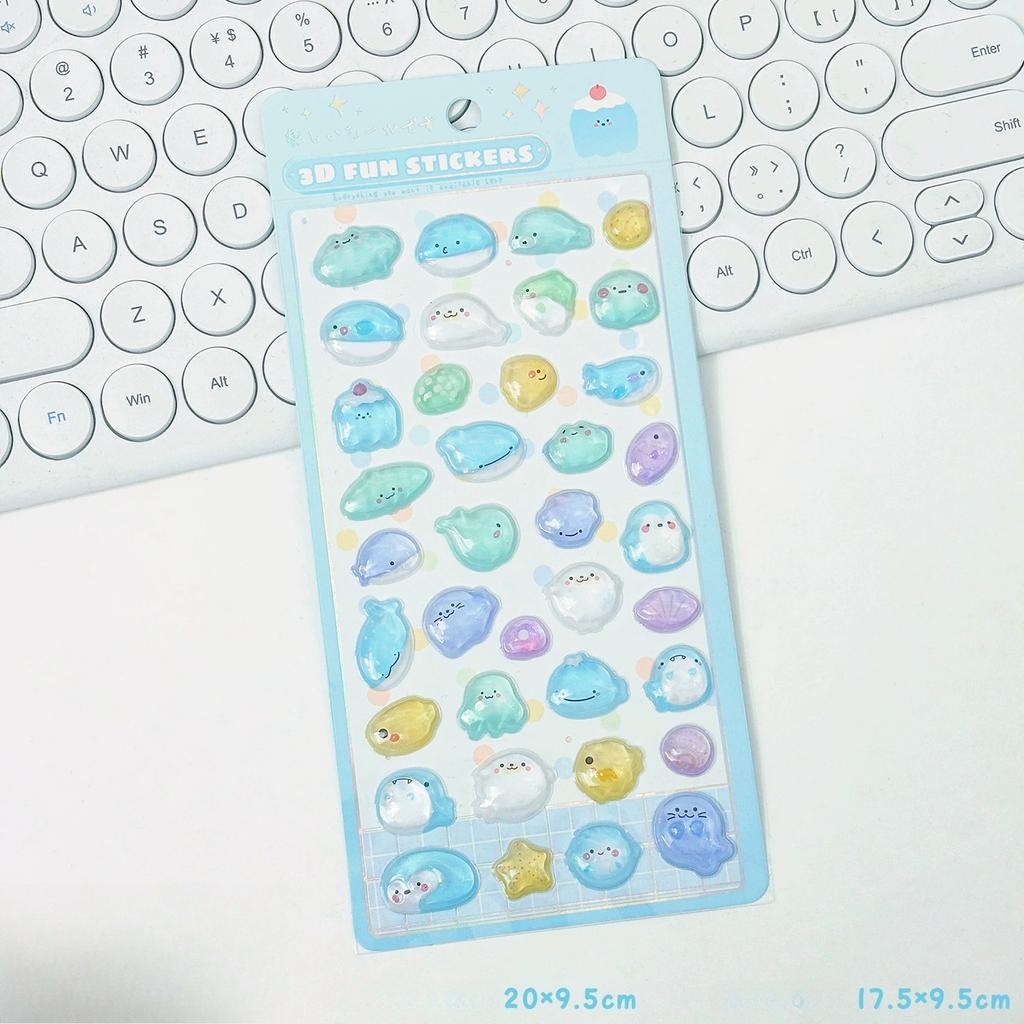 Ute 3D Stereo Student Sticker Kawaii Cartoon Ghost Animal Scrapbook Journal Sticker DIY Decor Camera Phone Stationery Sticker