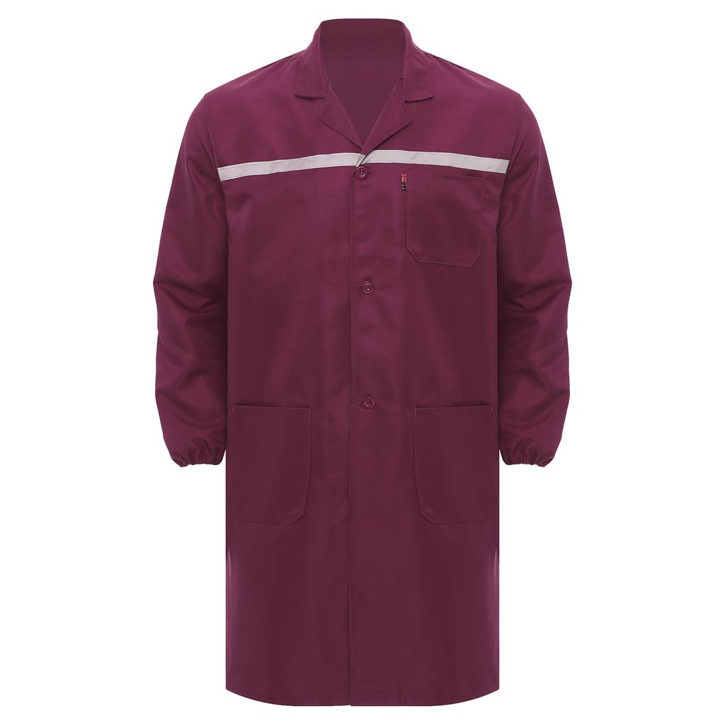 Unisex Werkstattuniform Langarm Knopfleiste Overall Reflektierende Streifen Taschen Arbeitskleidung Verschleißfester Mantel