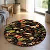 Crystal velvet carpet2D Flat, 2D Flat Print, not 3D, Small Mushroom Pattern Round Mat - Soft, Non-slip, Washable Fleece Mat, wit