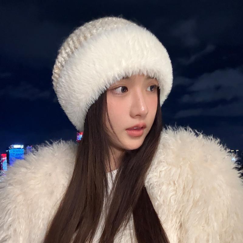 

Осенне-зимняя шапка женская флисовая теплая шапка-ворс универсальная защита ушей шапка для головы от холода шерстяная вязаная шапка One Size