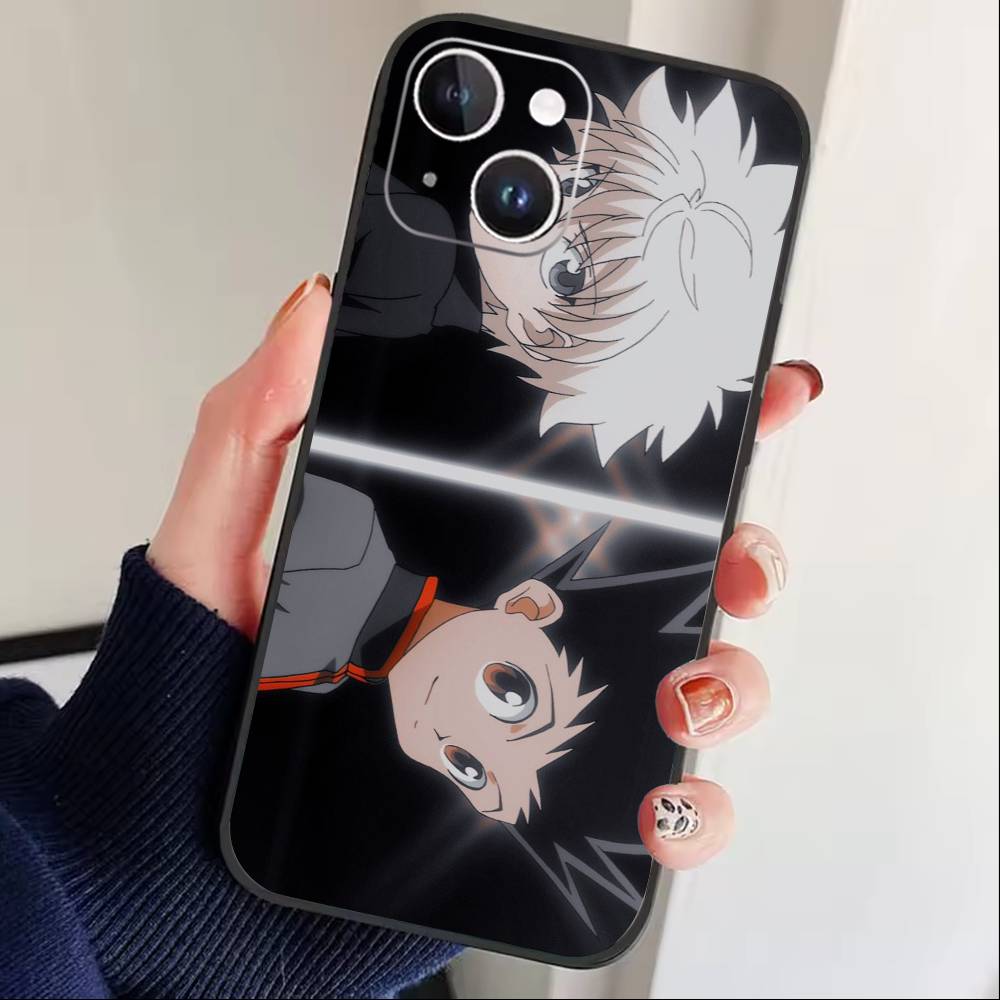 F-Killua Zoldyck H-Hunter X Hunter Phone Case For iPhone17,16,15,14,13,12 Plus,Max Soft Silicone Black Cover