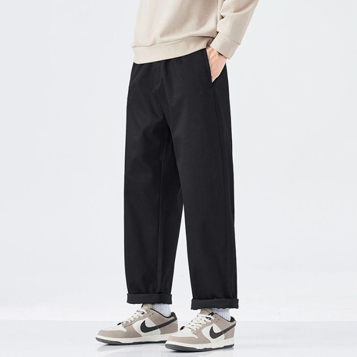American solid color simple and versatile loose straight trousers men's autumn new light business casual pants