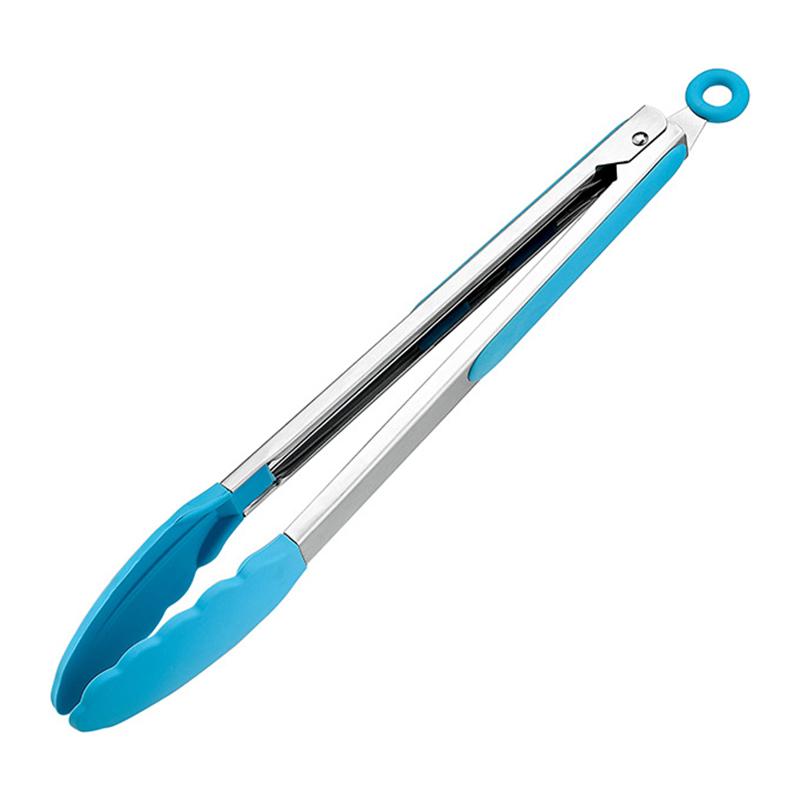 9/12Inch Silicone Food Tongs Nonslip Cooking Clip Salad Serving Kitchen Tong Stainless Steel Grill Tongs Heat Resistant BBQ Tool