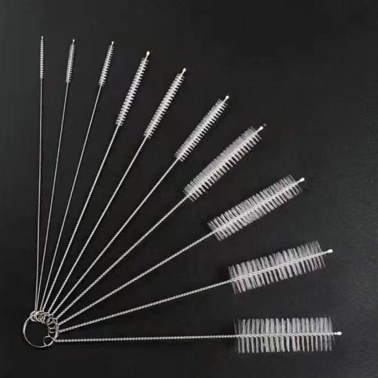 10Pcs Cleaning Brush Set Full Size Straws Narrow Gaps Deep Cleaning Brush Nylon Bristles Spiral Shaft Cleaning Tool