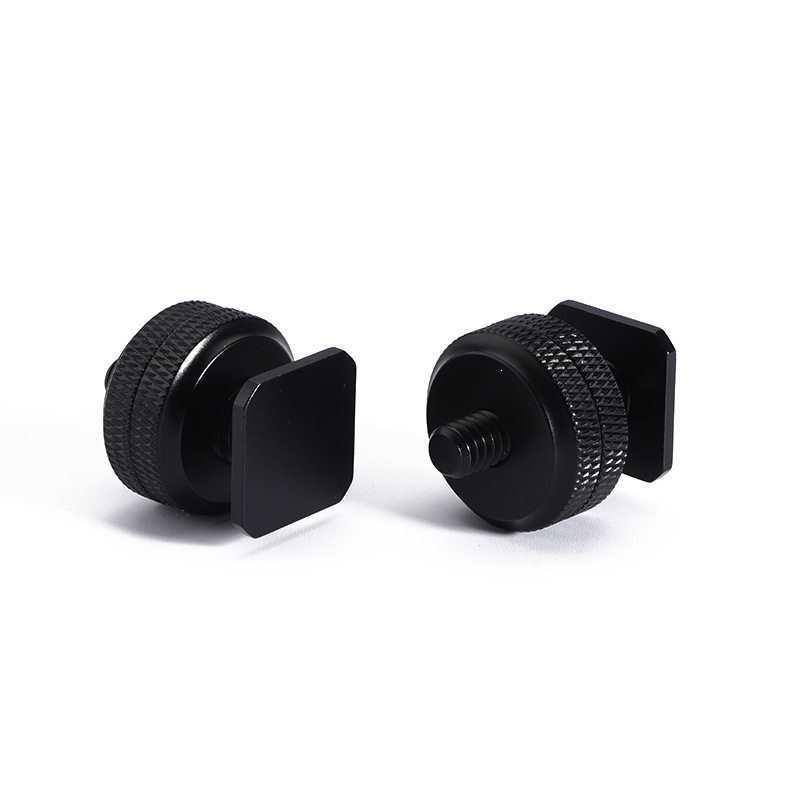 DSLR Camera Double Layer Metal Hot Shoe Mount with 3/8 & 1/4 Locking Flash Screw Base