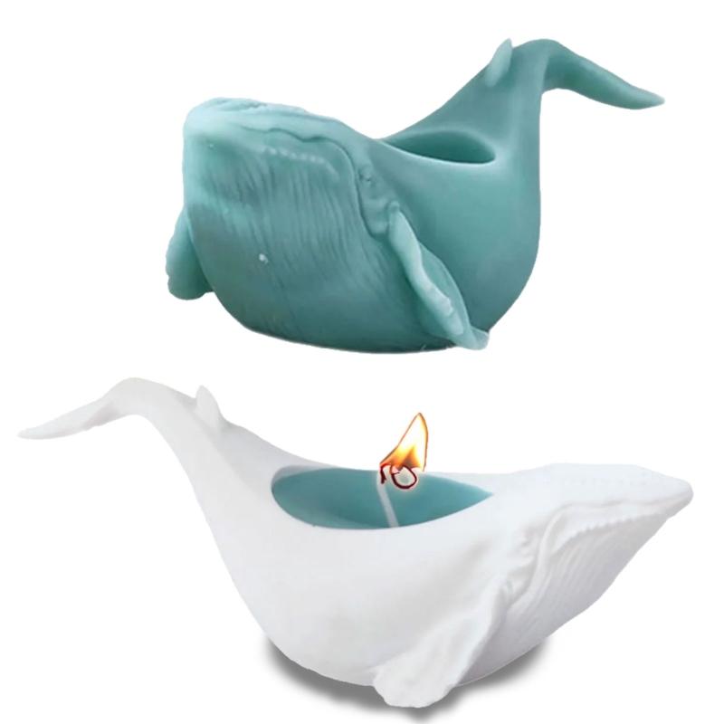 Silicone Candle Holder Molds Whale Shape Candle Cup Molds Silicone Craft Molds Candlestick Molds for Hand-Making Craft