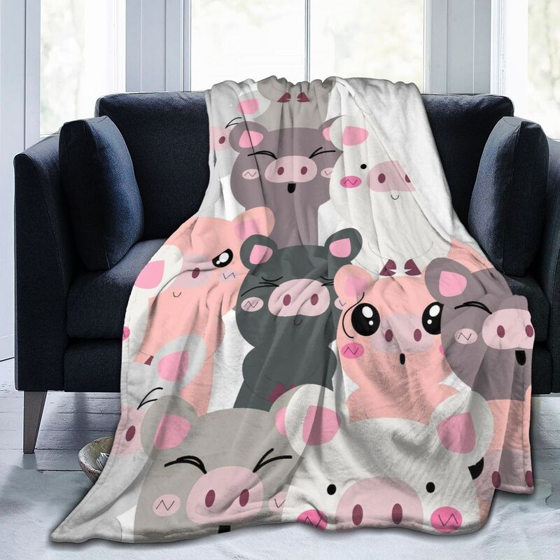 Cute Pig Themed Blanket Gifts Flannel Fleece Throw Blanket Soft for Girls Boys Adults Lightweight Comfortable Warm Blankets