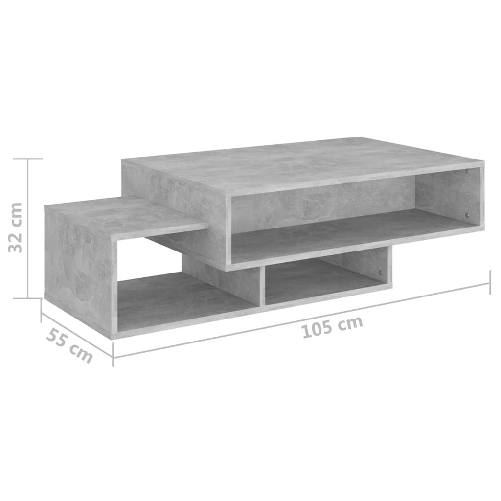 Vidaxl Couchtisch, Beton Grau, 105X55X32 Cm