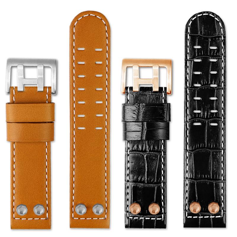 For Hamilton Khaki Field H78646733 H78626583 Metal Rivet Watchband 22 24mm Leisure Business Genuine Leather Watch Strap Bracelet