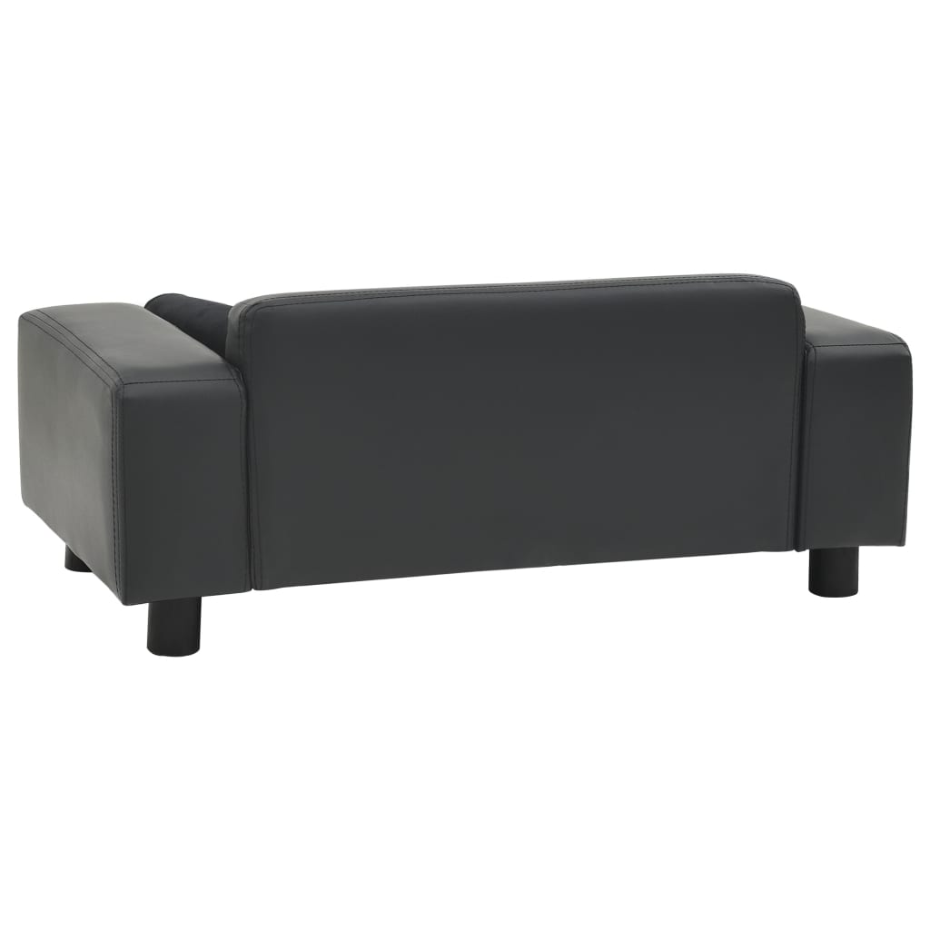 Pet Sofa Dark Gray 81x43x31 cm Plush and Faux Leather