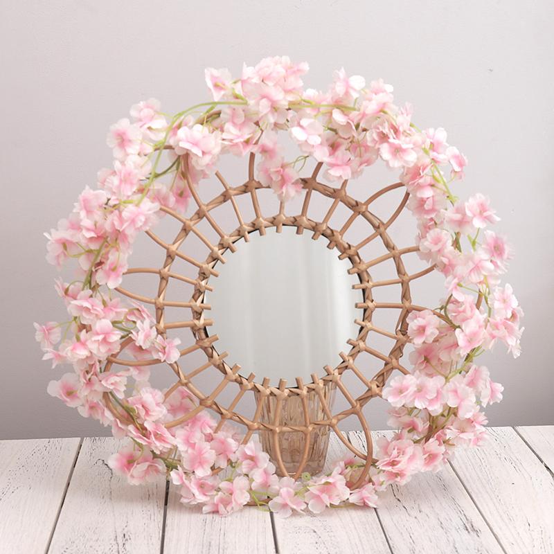 Artificial Sakura Flowers Vine Hanging Fake Floral Garland Home Garden Wedding Arch Party Cherry Blossom Wall Decor Arrangement
