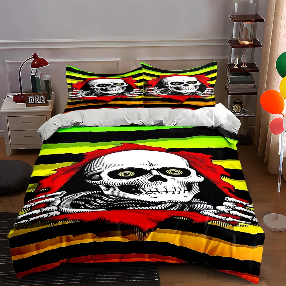 

Skull with stripes Bedding Duvet cover sets Duvet covers Pillowcases gifts (1 * Duvet Cover 2 * Pillowcases, without duvet insert) 135x200cm