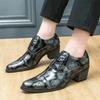 Fashion Glossy High Heel Leather Shoes Men's Wedding Party Prom Lace Up Leather Shoes Men's Business Casual Cuban Shoes