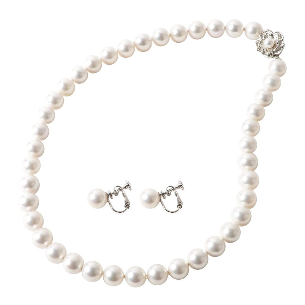 Pearl necklace in Japan Hanadama pearl Magnetic necklace from pearl earrings and earring school entrance ceremonies Hanadama 38cm White [Made 8mm]