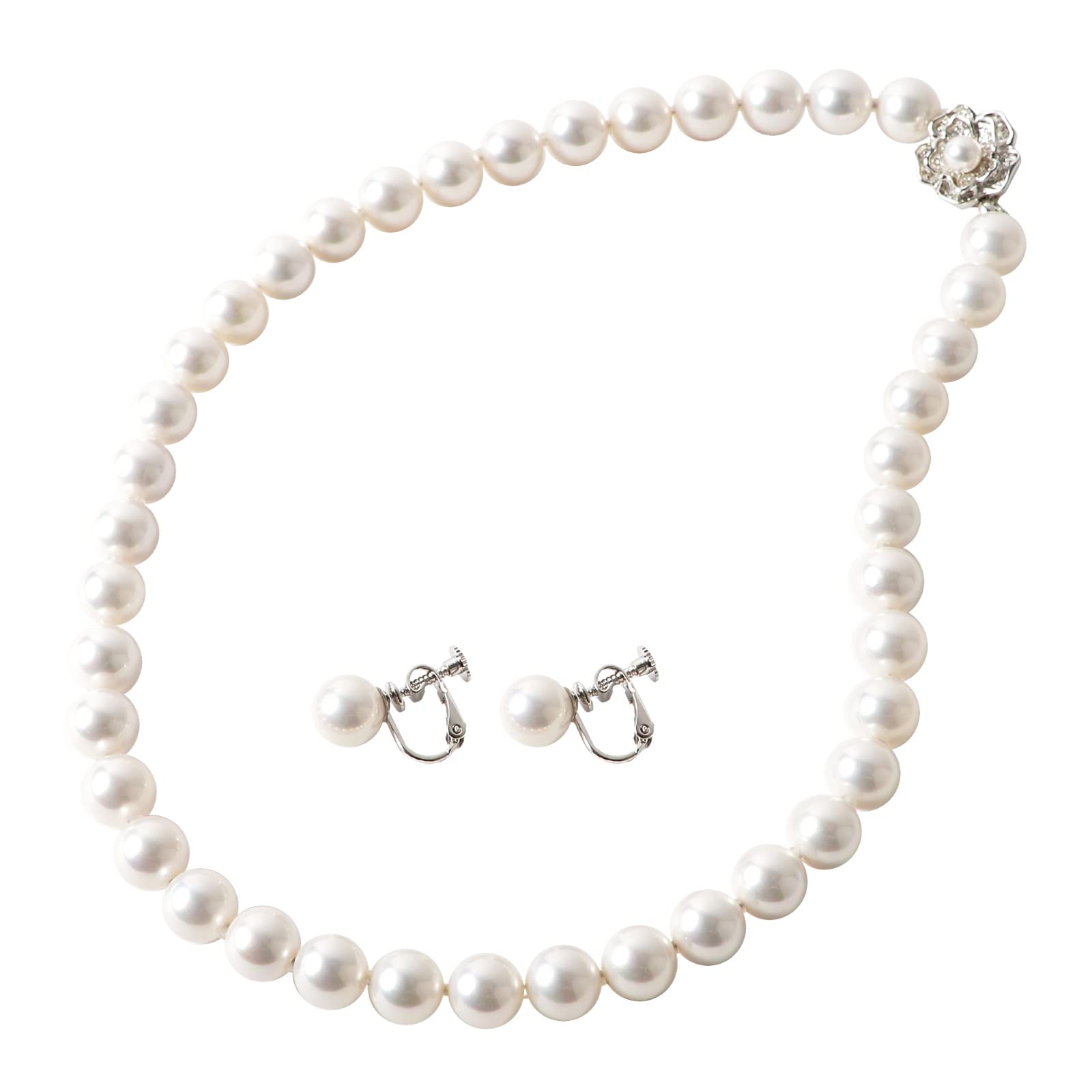 

Жемчужное ожерелье в Японии Жемчуг Ханадама Магнитное ожерелье из жемчужных серег и серег Церемонии поступления в школу Ханадама 38 см Белый [Сделано 8 мм]